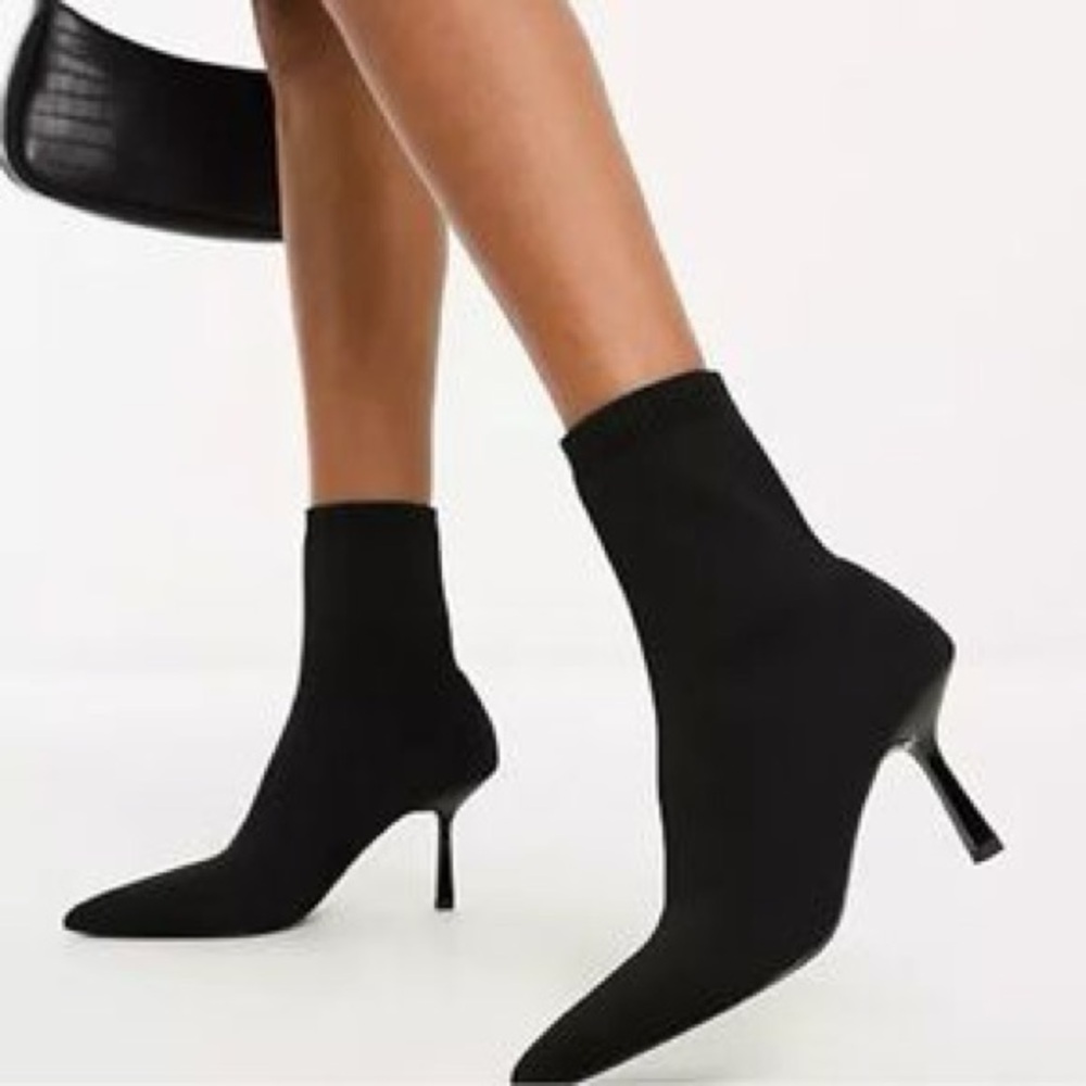 Sergio Rossi Mesh Leather Stretch Booties Ankle Boots Sock Booties EU 37.5
